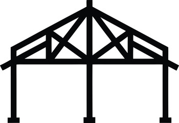 Architectural Truss Design Detailed Vector Illustration of a Gable Roof Structure