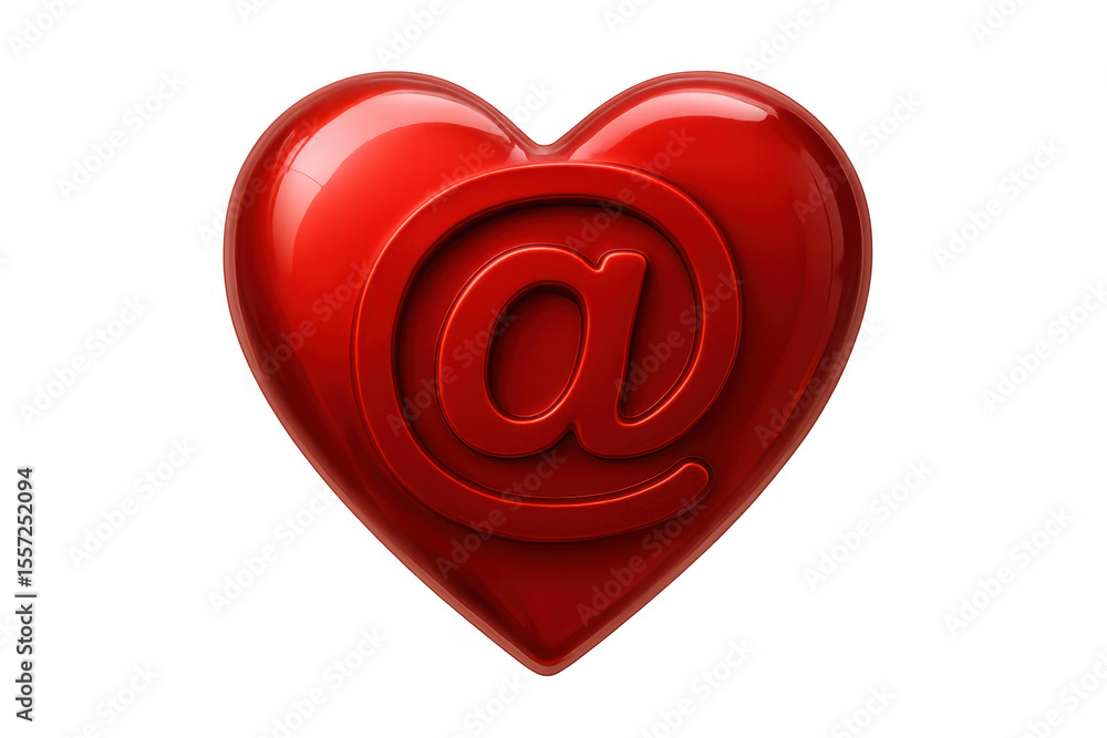 Fototapete 3d rendering of a glossy red heart showing at symbol, ideal for online dating and love related conce