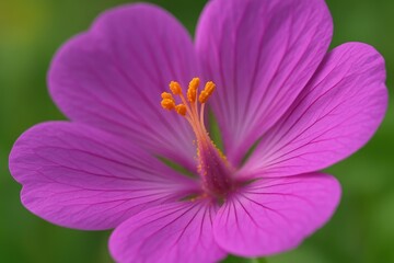 Fototapeta premium Close-up of a violet flower's stamen in macro shot