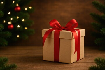 Obraz premium Holiday present wrapped for Christmas celebration