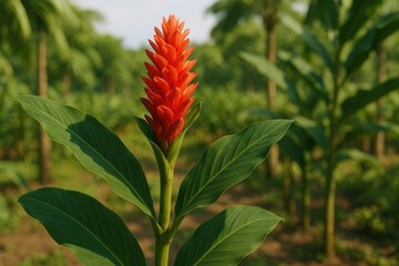 Blooming ginger flower in full display