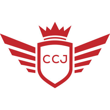 Royal Shield Logo with Wings and Crown &ndash; CCJ Elite Security or Premium Brand Identity Design. CCJ Letter Logo.
