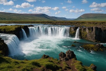 Fototapeta premium Majestic cascade of water known as Godfoss
