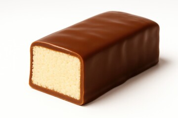 Sweet caramel chocolate coating on melted cheese isolated on white backdrop