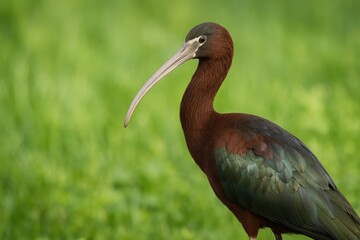 Fototapeta premium Shiny wading bird with a graceful, curved beak resembling a heron