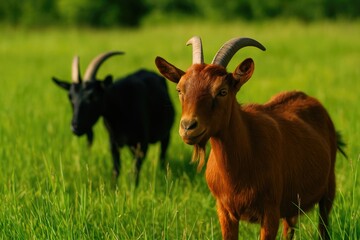 Fototapeta premium Flocks of goats grazing in the fields