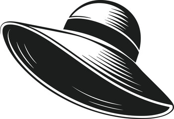 Sun Hat Silhouette Vector Illustration