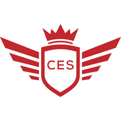 Royal Shield Logo with Wings and Crown &ndash; CES Elite Security or Premium Brand Identity Design. CES Letter Logo.
