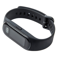 Black fitness tracker wearable technology isolated on transparent background