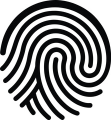 digital fingerprint icon, stylized fingerprint vector, black and white graphic