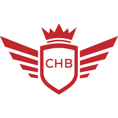 Royal Shield Logo with Wings and Crown &ndash; CHB Elite Security or Premium Brand Identity Design. CHB Letter Logo.
