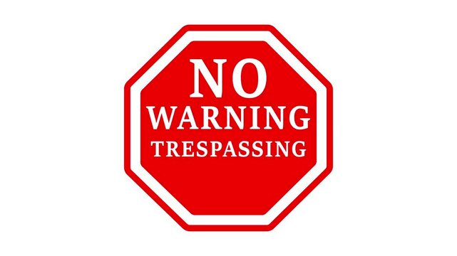 Red No warning trespassing icon animation.Traffic stop sign icon in trendy icon.