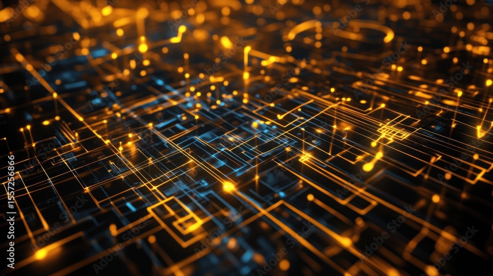 Poster abstract network of glowing lines