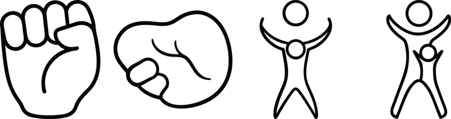 Simple Line Art Illustrations of Hands, Gestures, and People, Perfect for Web Design and Social...