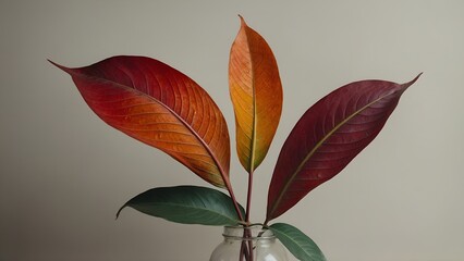 Colorful Leaf Arrangement on Neutral Background