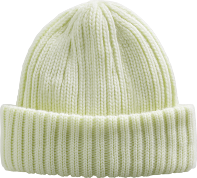 pastel yellow knitted cap isolated on white background