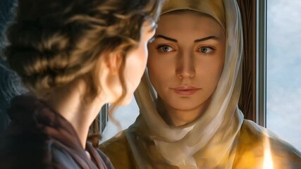 A family's sacred moment honoring a saint with candlelight