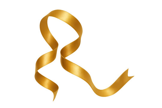 Luxurious golden ribbon gracefully twisting, creating a sense of elegance and celebration on a transparent background, perfect for festive designs