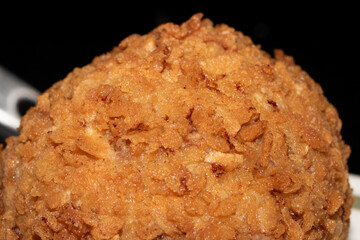 Crispy Scotch Egg Batter Fried Golden Close up with runny yolk