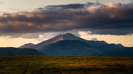 Mountain landscape with clouds