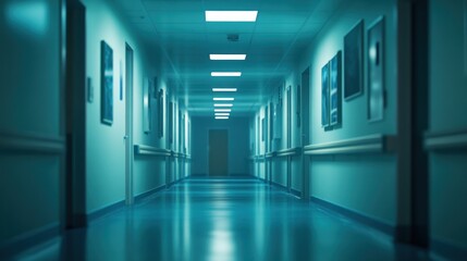 Obraz premium Empty hospital corridor at night