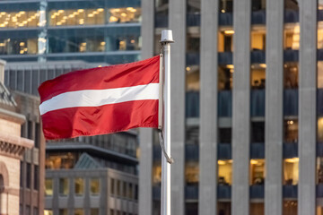 The Latvian flag at Toronto City Hall's Nathan Phillips Square
