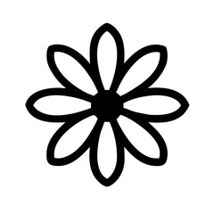 Simple daisy flower graphic design element. Floral illustration featuring a minimalist daisy with bold outlines. Perfect daisy image for branding, logo, or website design projects.