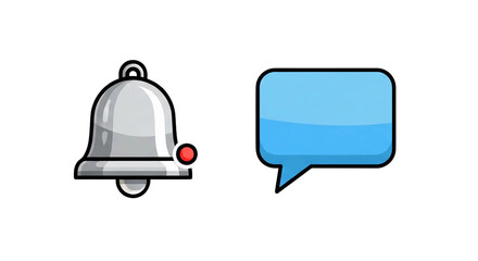 Fototapeta premium Bell notification and speech bubble for message isolated PNG with Transparent Background