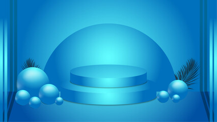 Modern Empty Podium isolated Background with vector light blue