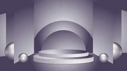 Modern Empty Podium isolated Background with vector Purple