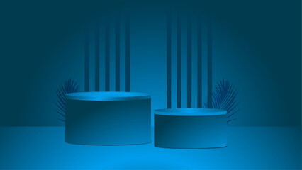 Modern Empty Podium isolated Background with vector deep blue