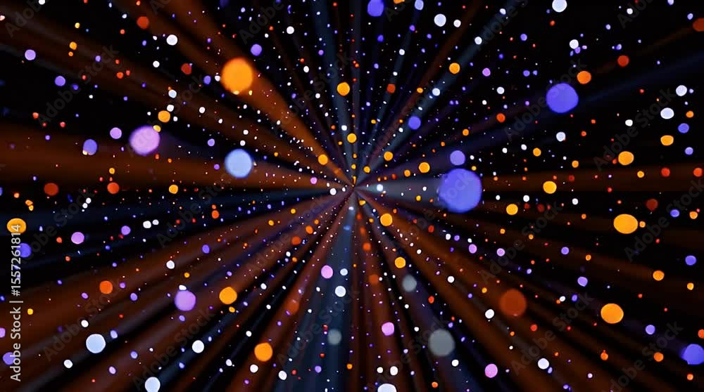 Aufkleber colorful abstract light rays with sparkling particles in dark background