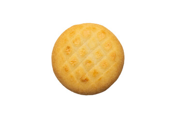 Top View of Golden Brown Shortbread Cookie with Grid Pattern. Transparent backgound.