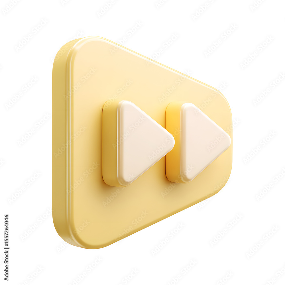 Fototapete a stylized, three-dimensional rendering of a forward or next button.
