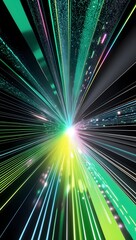 Abstract Digital Light Burst: A vibrant explosion of light and energy, radiating outwards from a central point, showcasing the dynamic interplay of color and luminosity