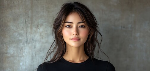 Fototapeta premium Beautiful Woman Portrait Mockup Asian Model