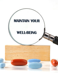 THE CONCEPTUAL PHRASE MAINTAIN YOUR WELL-BEING. health, offering practical CONCEPT
