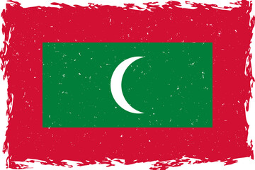 Flag of Maldives brush stroke grunge texture