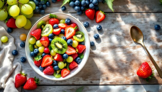 Fruit Salad with Kiwi Strawberry and Grapes
