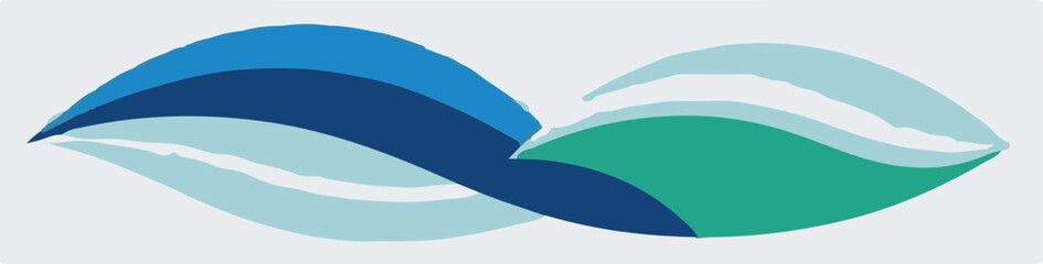 A fluid vector illustration featuring intertwining wave-like forms in varying shades of blue and teal, creating a sense of movement and harmony.