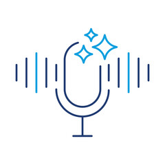 Outline icon of AI Generated Audio. Audio Creation, Speech Synthesis, Machine Learning, Voice Generation, Digital Sound, AI-Powered Audio Editing. Outline style