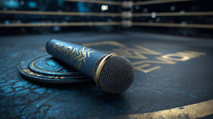 WWE Evolution Branded Microphone and Ring Mat - Event Details Mockup -