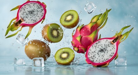 Dragon Fruit and Kiwi with Ice