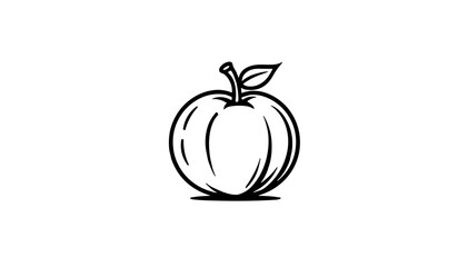 Pumpkin and apple, black and white vector illustration, harvest theme