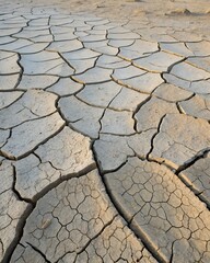 Cracked mud texture of dry earth in an arid landscape