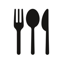 Utensils icon set spoon fork and knife restaurant dinner utensil cutlery vector symbol lunch tableware pictogram in black and outlined 