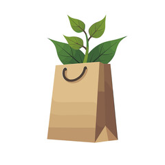 Plant growing in a paper bag, the concept of sustainability
