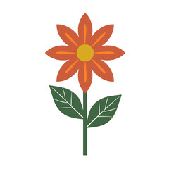 Minimalist orange flower illustration, with space for text