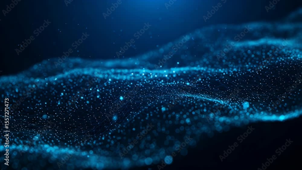Poster abstract digital network of glowing points and lines in deep blue