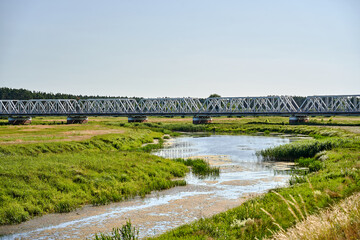 railway bridge over the Warta River near the village of Solec